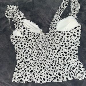 Black and white blouse.